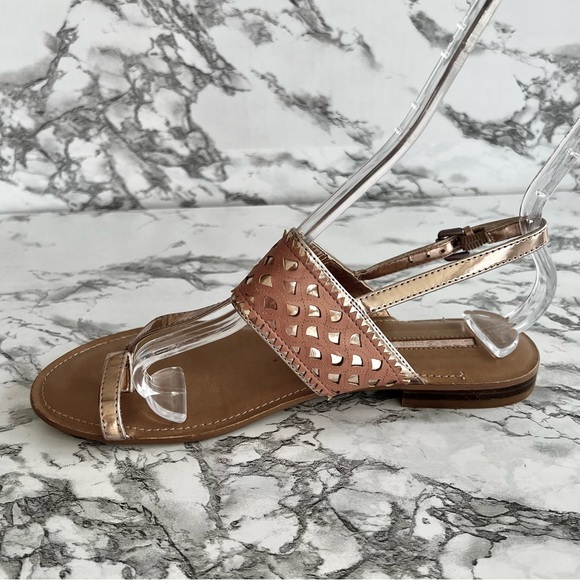 BCBGeneration Bennett Sandals Flat Toe Post Tan Rose Gold Slingback 8 - Picture 10 of 13